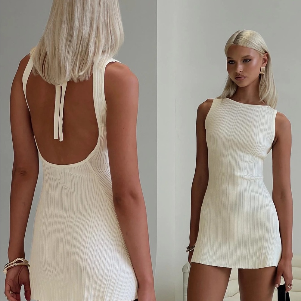 Princess Polly Cream Backless Dress